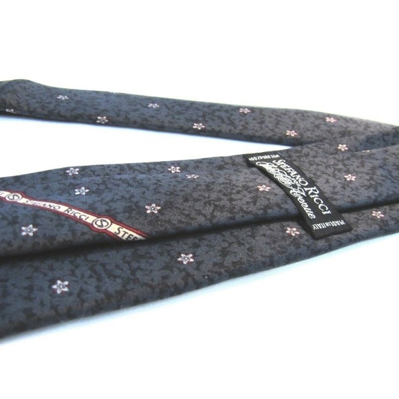 STEFANO RICCI Tie Gun Metal Gray Micro Floral - Picture 3 of 7